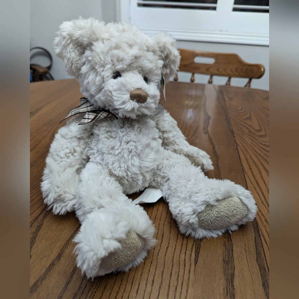 - Russ Berrie, Nobbie. Adorable Cream Teddy Bear with Plaid Bow . 13 Inche…